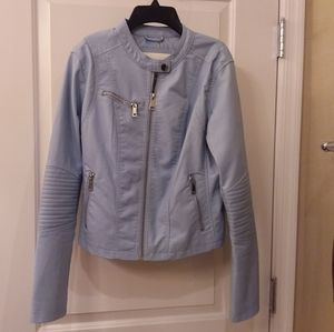Baby blue faux leather jacket